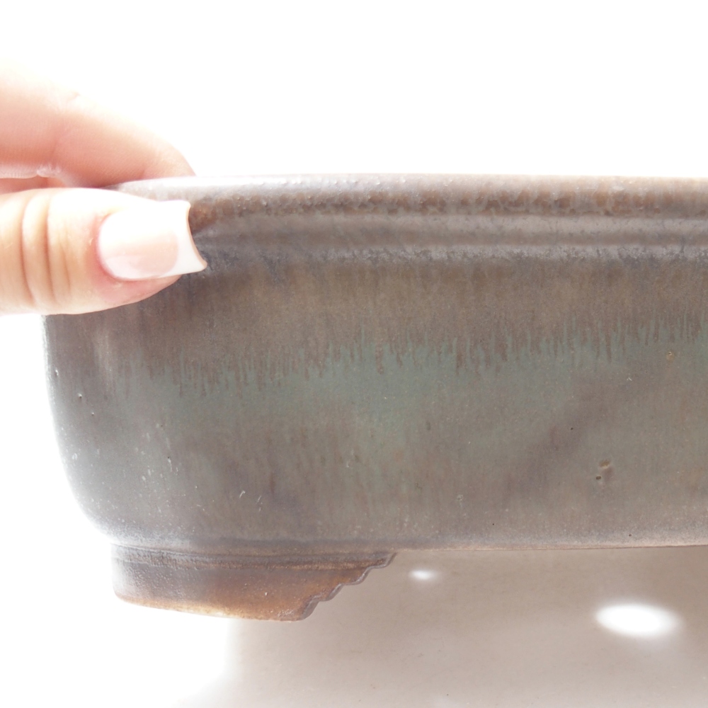 Ciotola per bonsai in ceramica 25 x 21 x 8 cm, verde