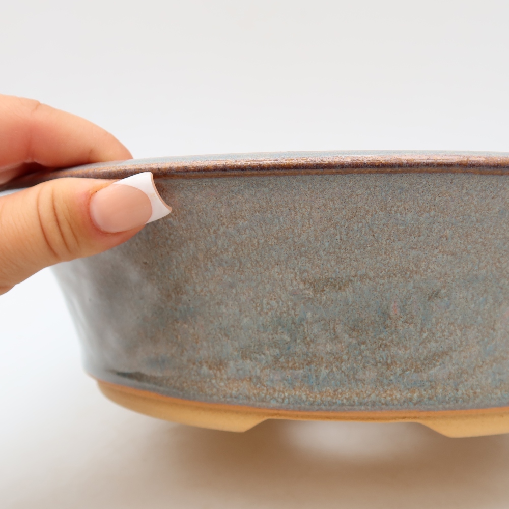 Vaso da bonsai in ceramica 26,5 x 26,5 x 7 cm, colore grigio