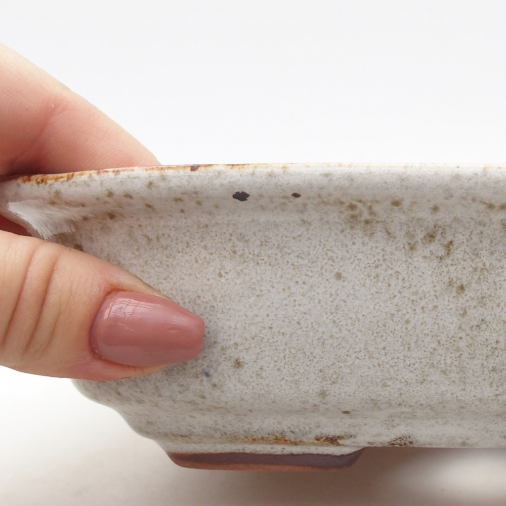 Ciotola per bonsai in ceramica 18,5 x 13,5 x 5 cm, colore bianco