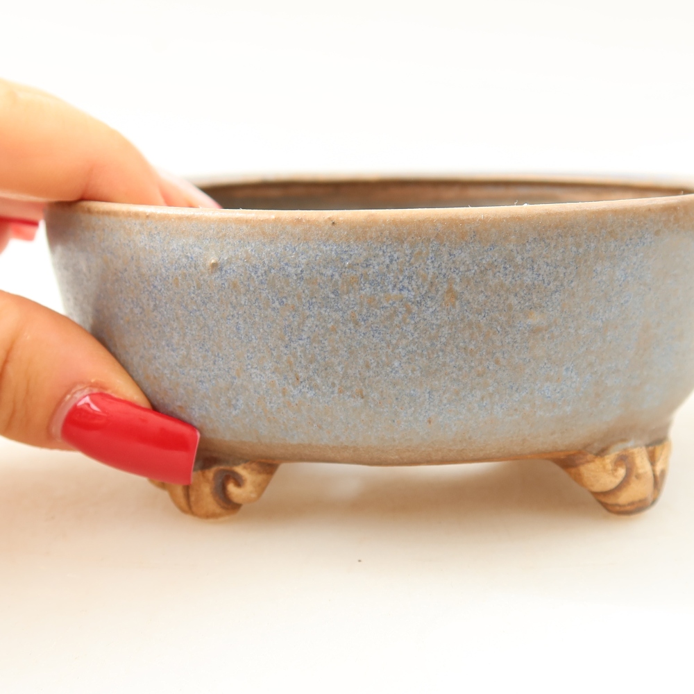 Vaso da bonsai in ceramica 10,5 x 10,5 x 4 cm, colore blu