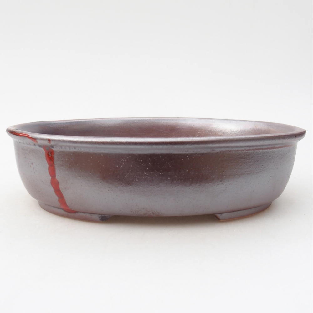 Ciotola bonsai in ceramica 19 x 14,5 x 4,5 cm, rosso metallizzato
