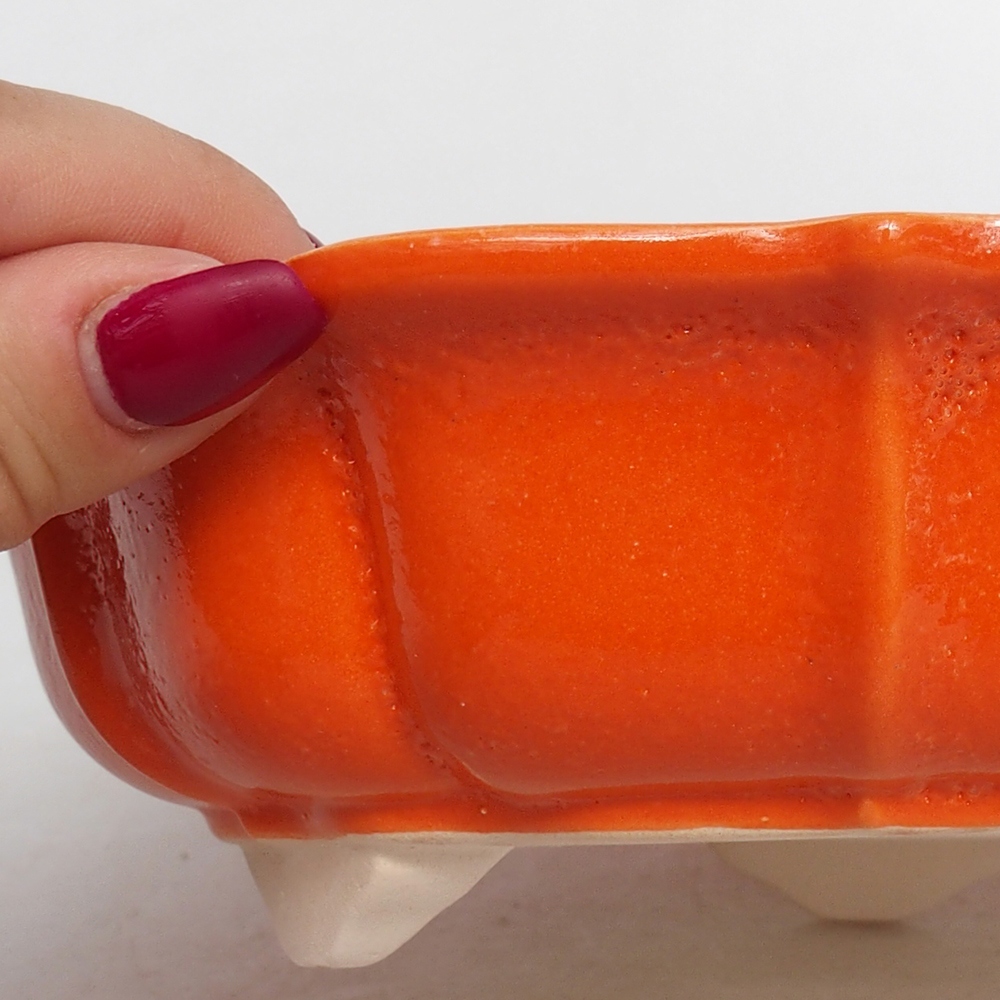 Ciotola per bonsai in ceramica 18,5 x 18,5 x 5,5 cm, arancione