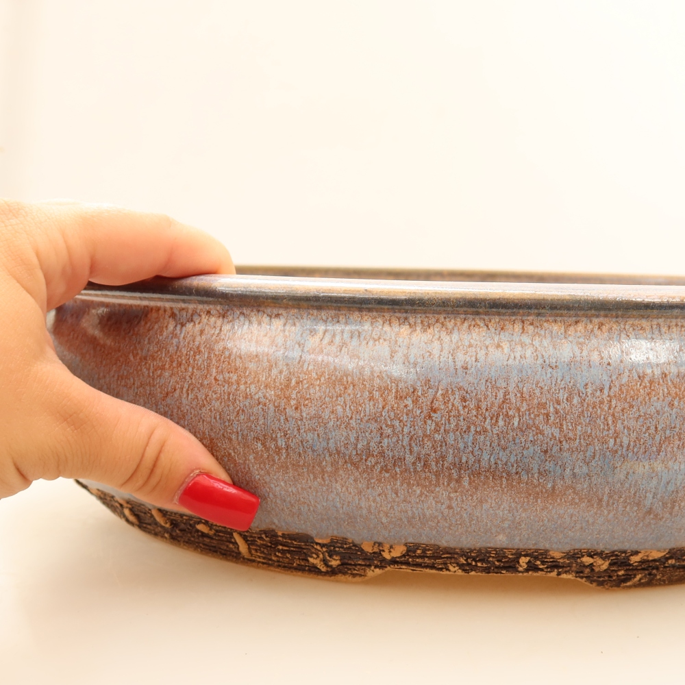 Vaso da bonsai in ceramica 32,5 x 32,5 x 8 cm, colore blu - SOLO RITIRO IN NEGOZIO o spedizione su pallet