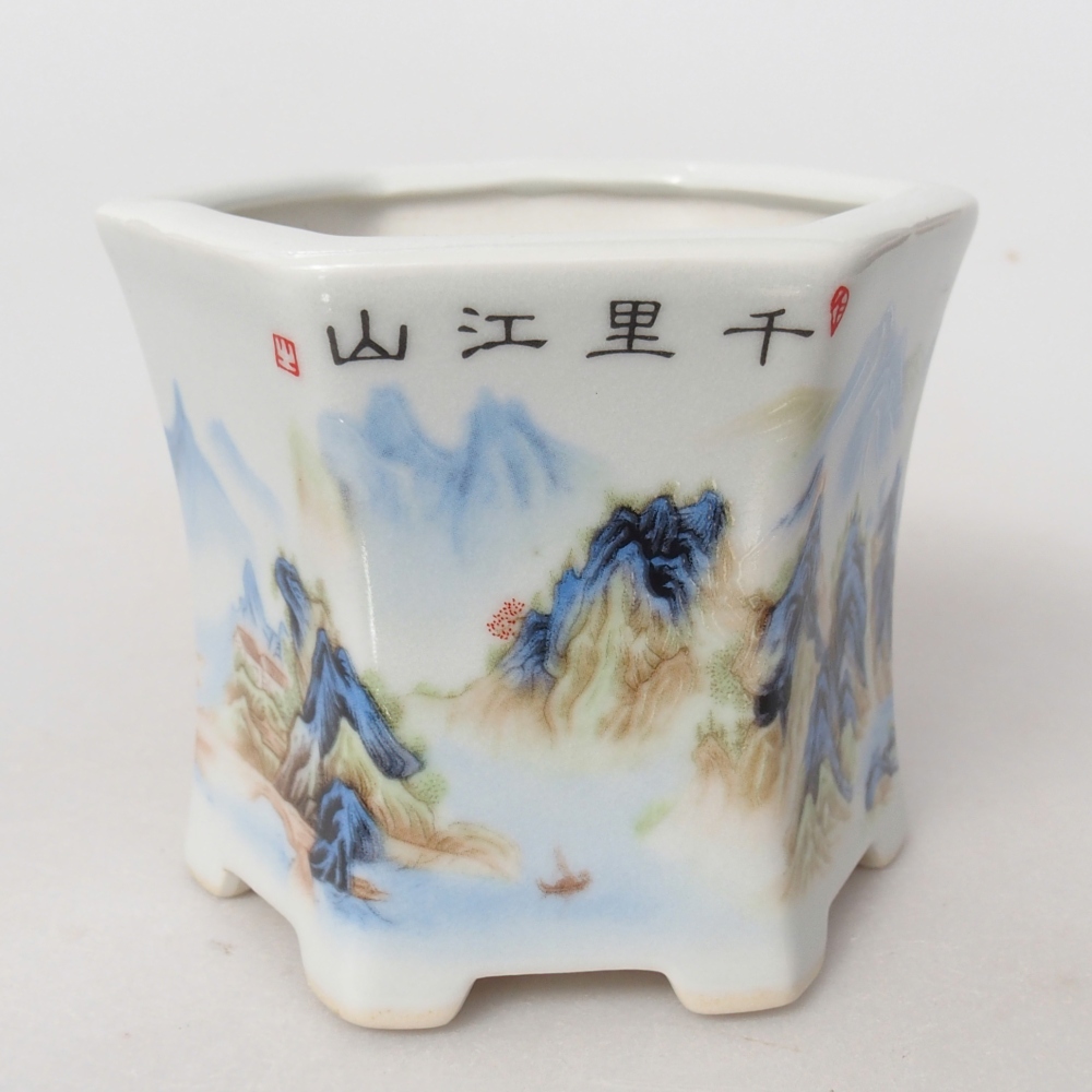 Ciotola per bonsai in ceramica 10,5 x 9,5 x 9 cm, colore bianco