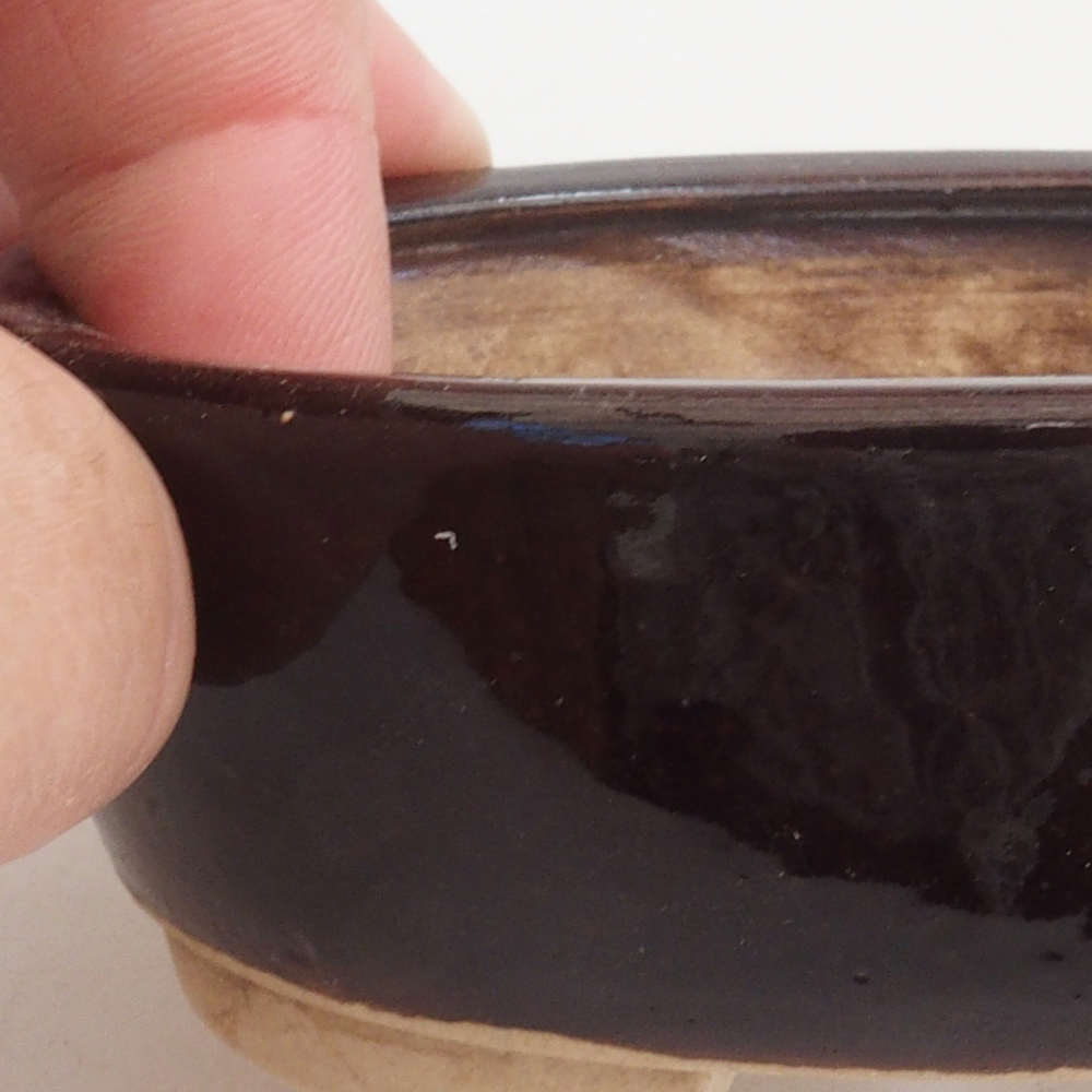 Ciotola per bonsai in ceramica 10 x 8,5 x 4 cm, marrone