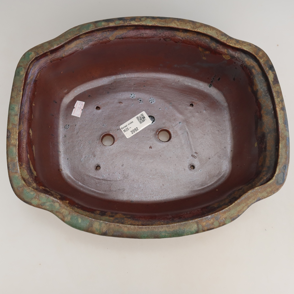 Vaso da bonsai in ceramica 30,5 x 25,5 x 10,5 cm, colore verde-marrone