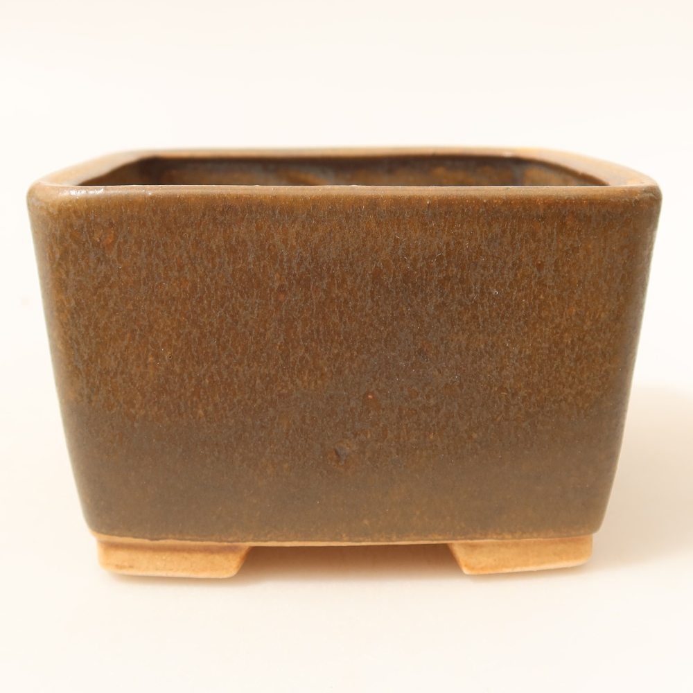 Vaso da bonsai in ceramica 10,5 x 10,5 x 7 cm, colore marrone