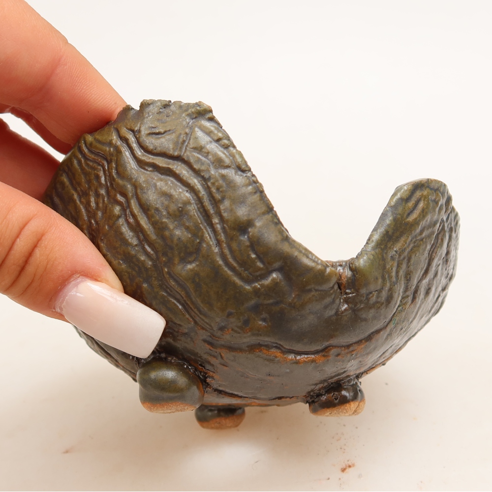 Guscio in ceramica  10,5 x 8,5 x 6 cm, colore verde-marrone