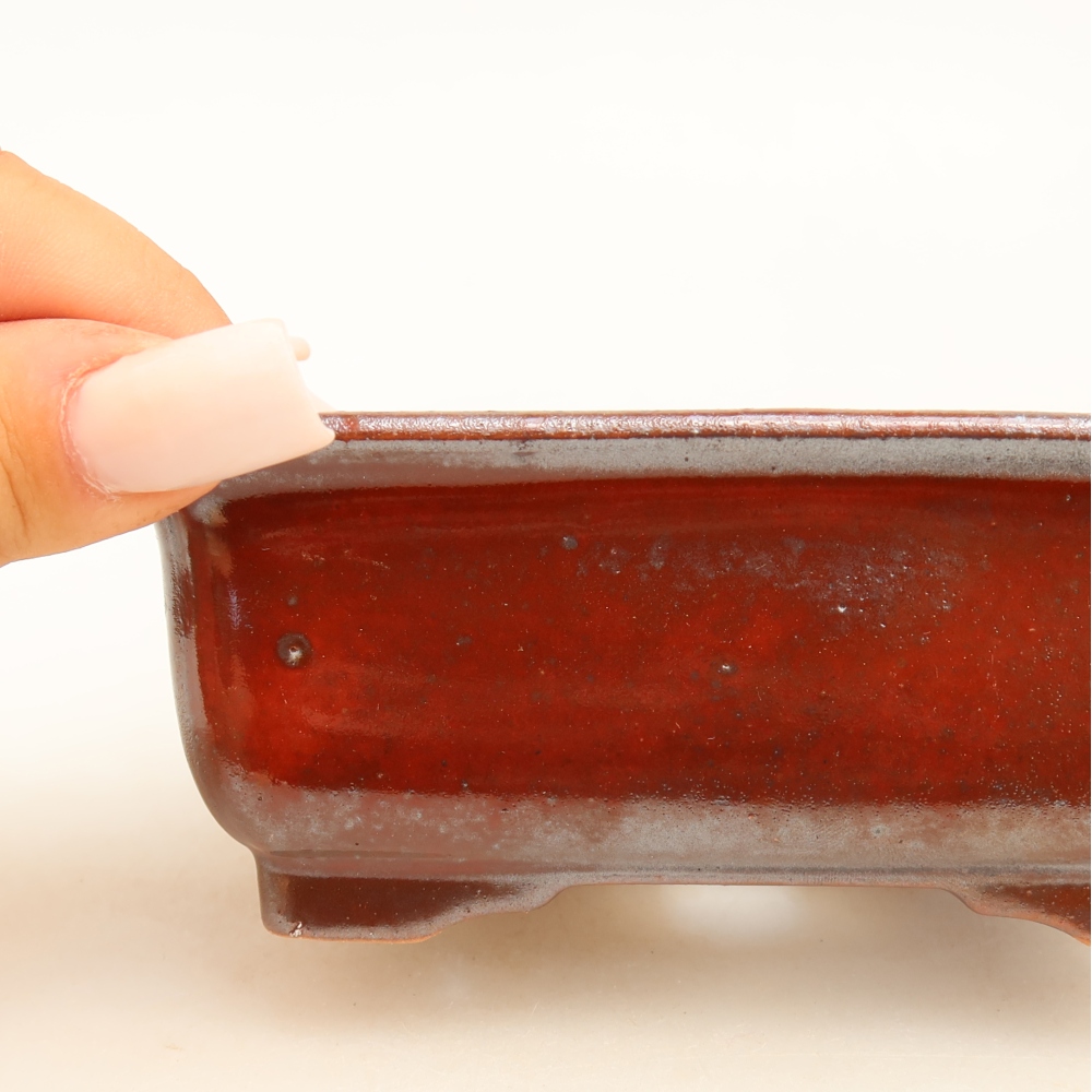 Vaso da bonsai in ceramica 12 x 10 x 5 cm, colore rosso