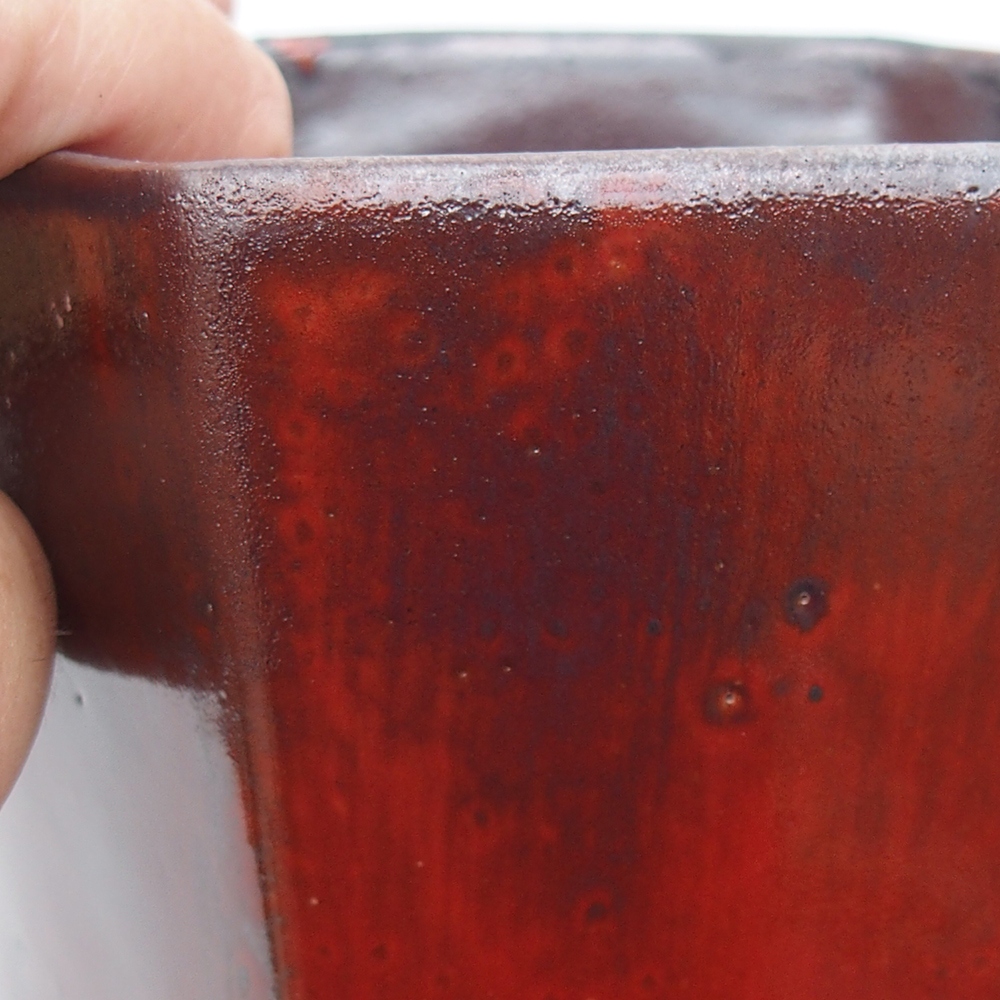 Ciotola per bonsai in ceramica 13 x 11,5 x 17 cm, colore rosso