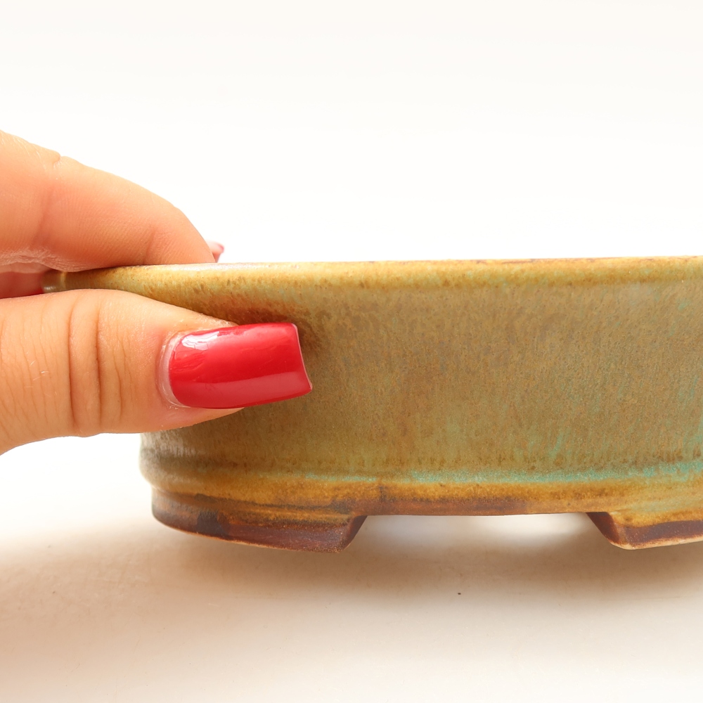 Vaso da bonsai in ceramica 14,5 x 13 x 4 cm, colore verde