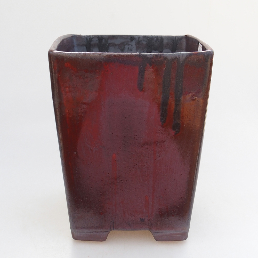 Ciotola per bonsai in ceramica 15 x 15 x 19 cm, colore rosso