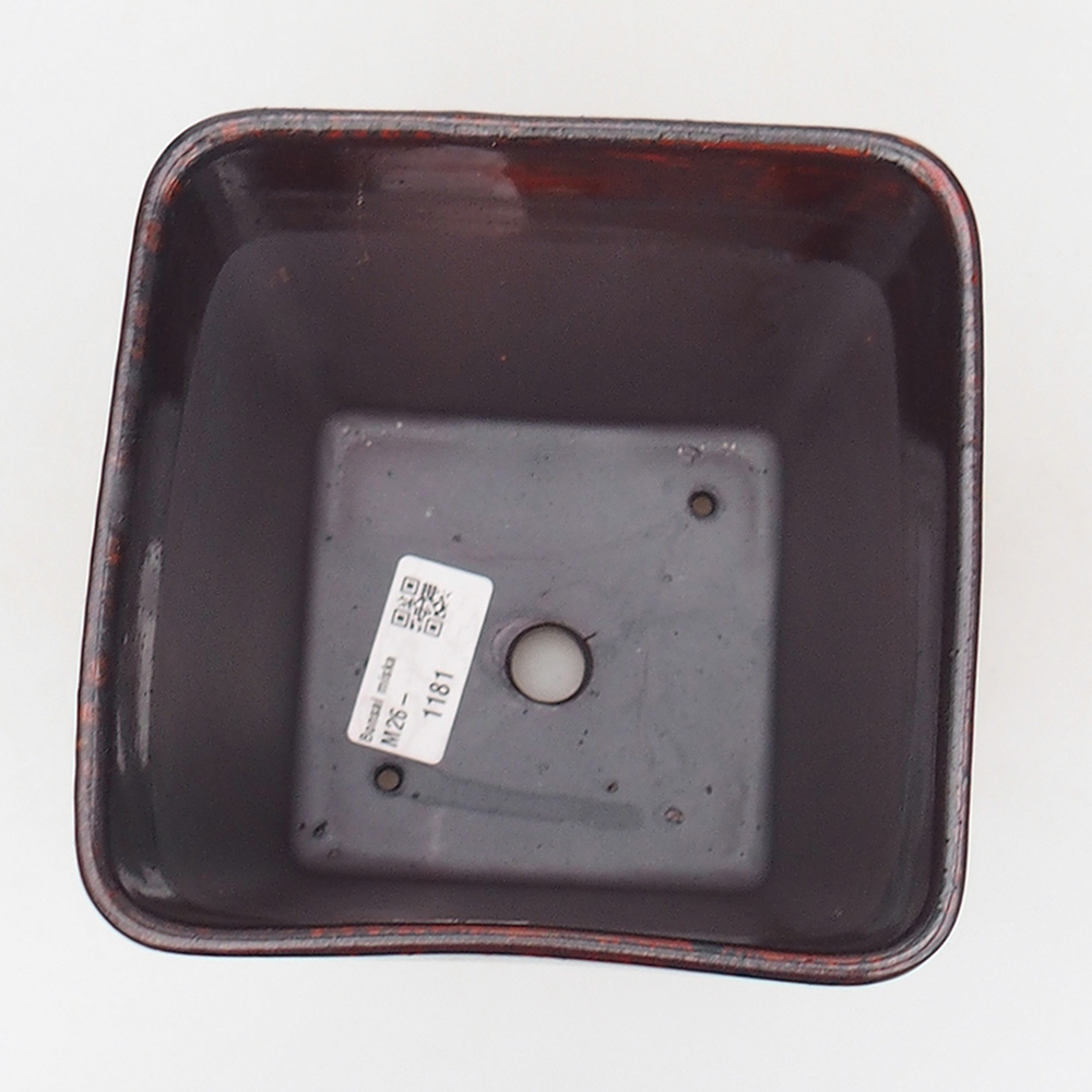 Ciotola per bonsai in ceramica 14 x 14 x 15 cm, colore rosso
