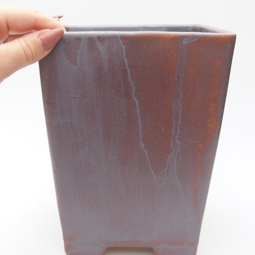 Ciotola bonsai in ceramica 15 x 15 x 19,5 cm, colore metallo