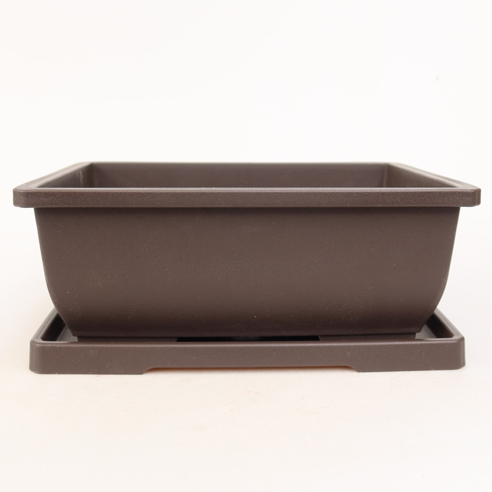 Vaso per bonsai + sottovaso in plastica MP-2 - 21,5 x 15,5 x 8 cm