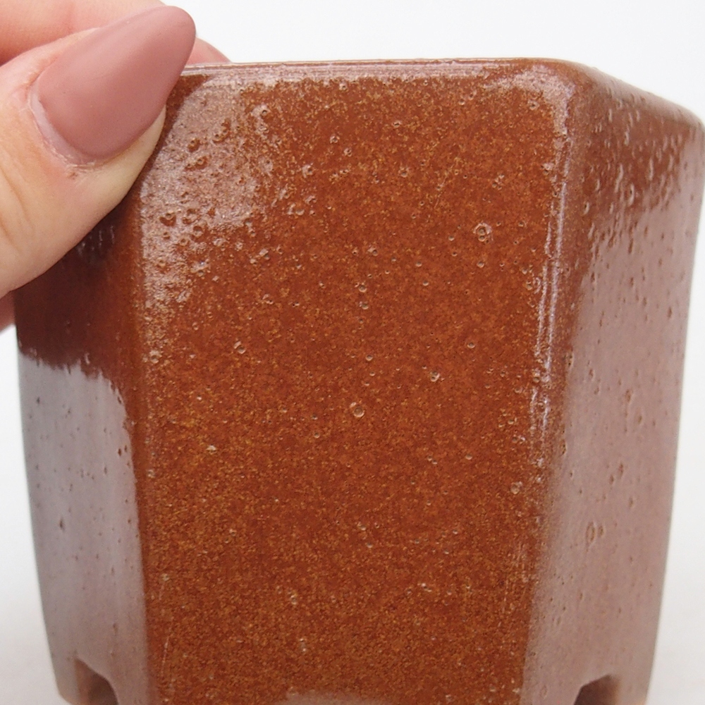 Ciotola per bonsai in ceramica 9,5 x 8,5 x 8 cm, marrone