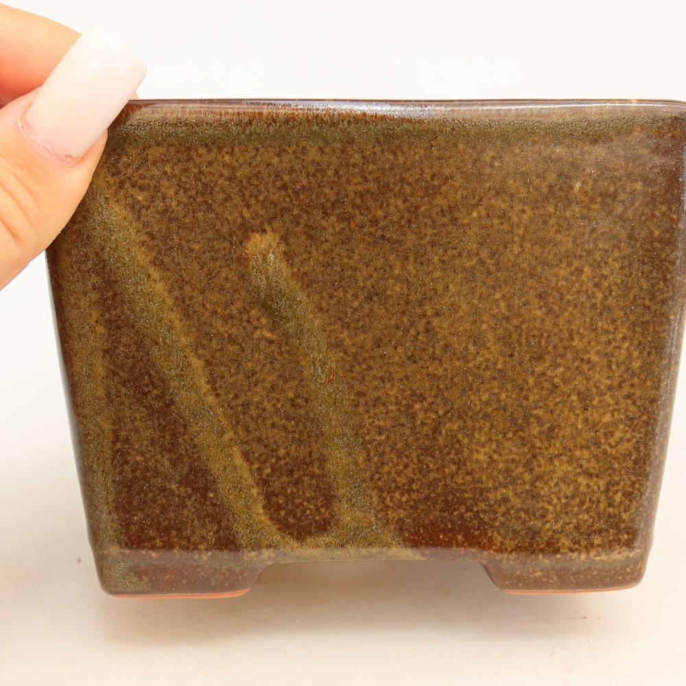 Vaso da bonsai in ceramica 12 x 12 x 9 cm, colore marrone