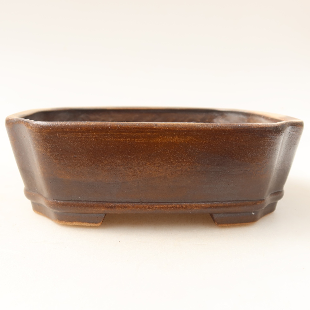 Vaso in ceramica per bonsai 13,5 x 11,5 x 4 cm, colore marrone