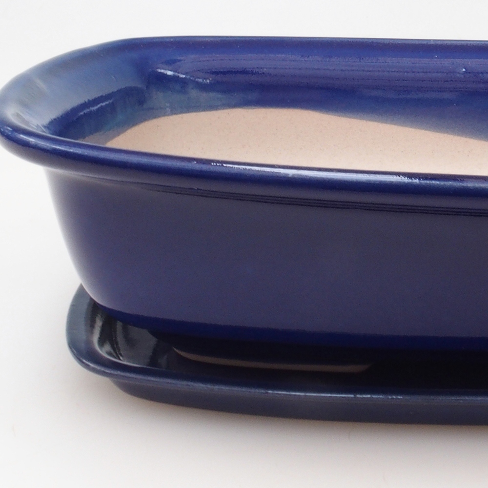 Ciotola bonsai + piattino H08 - 25 x 19,5 x 6 cm - blu