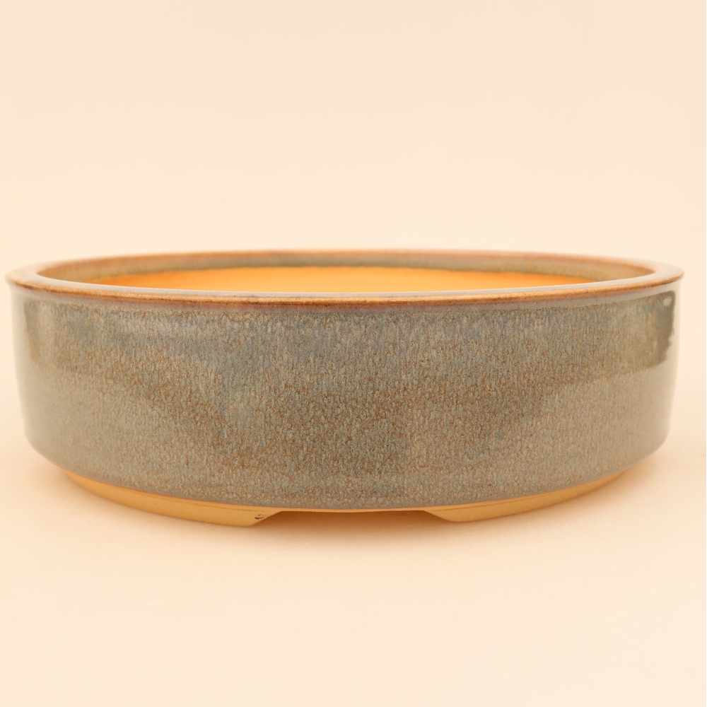 Vaso da bonsai in ceramica 23,5 x 23,5 x 6,5 cm, colore grigio