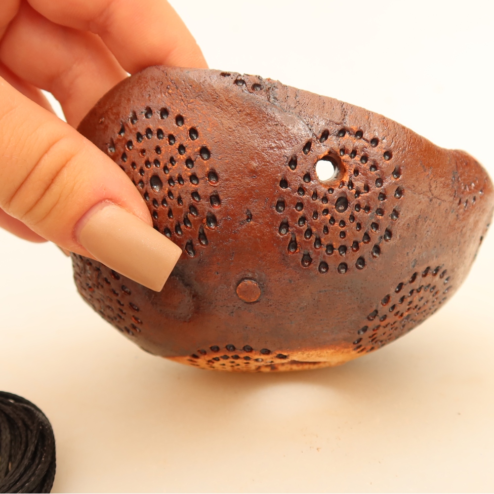 Contenitore in ceramica per Kokedama 10 x 10 x 6,5 cm, colore marrone