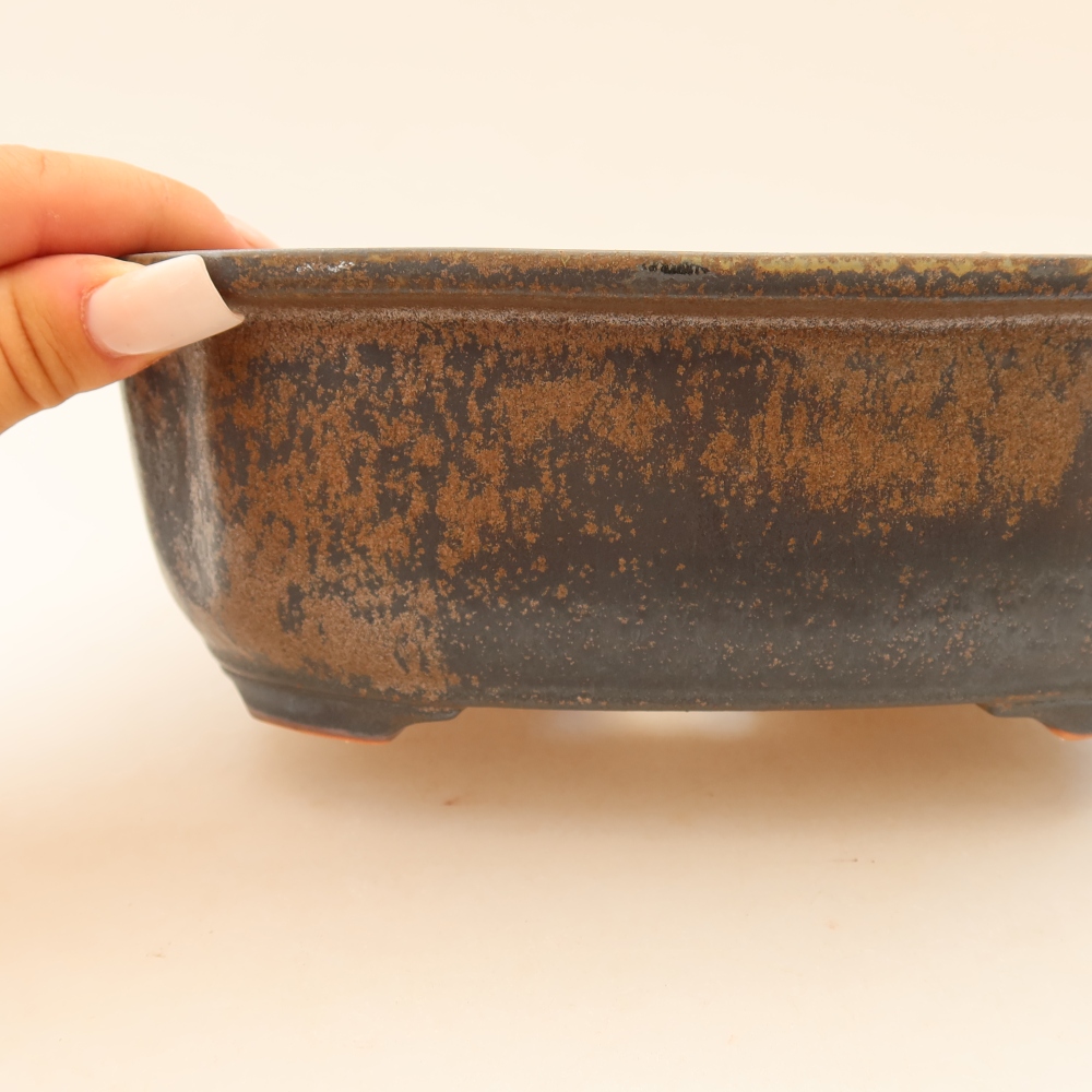 Vaso da bonsai in ceramica 22,5 x 17,5 x 7,5 cm, colore marrone