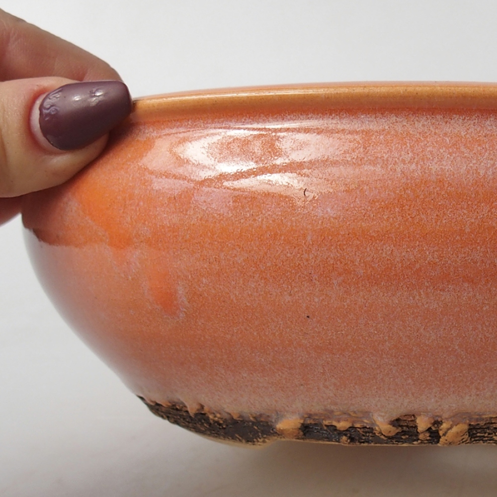 Ciotola per bonsai in ceramica 18,5 x 18,5 x 6,5 cm, arancione