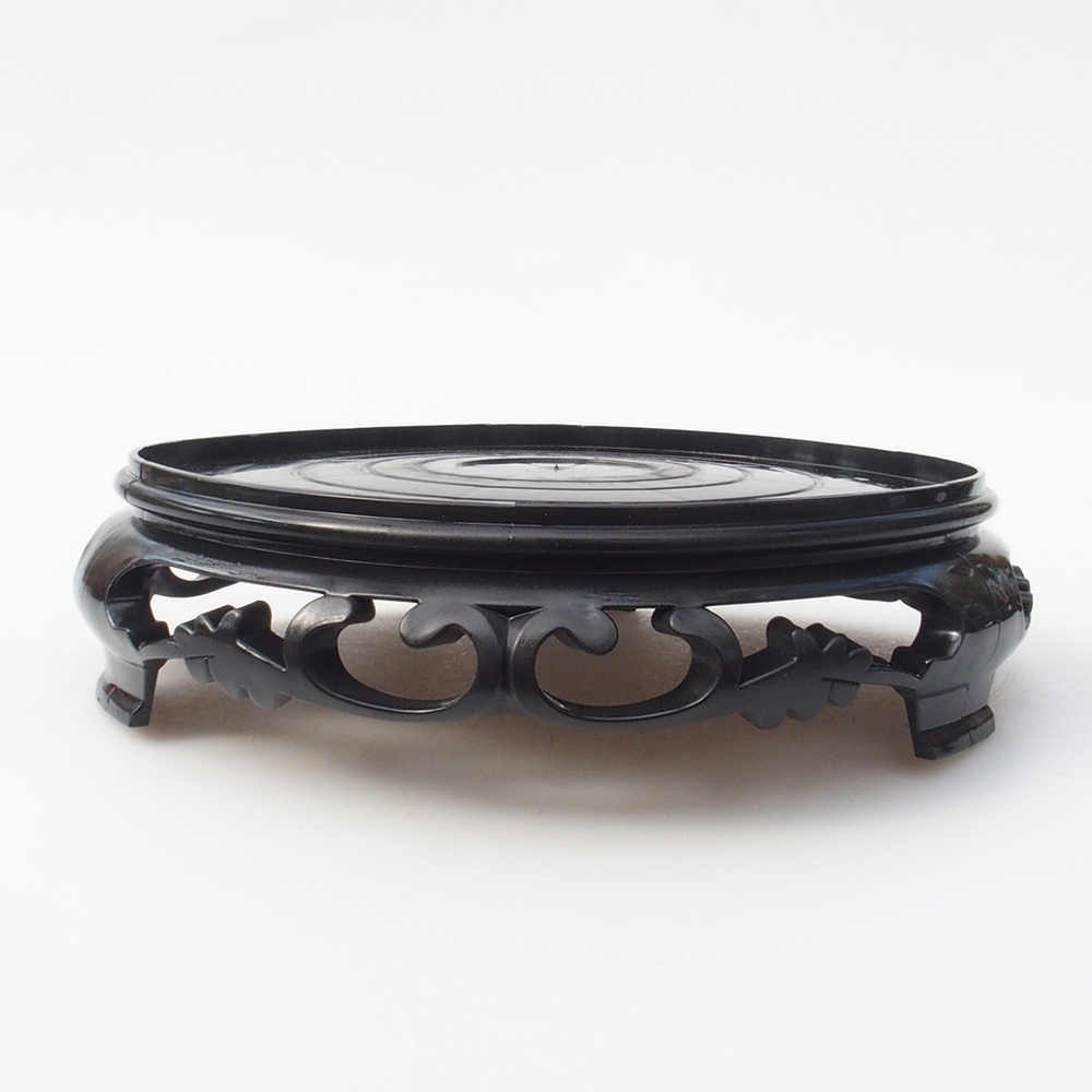 Tavolo per bonsai in plastica rotondo 17,5 x 17,5 x 4 cm, colore nero