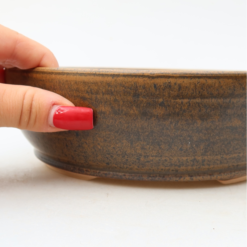 Vaso da bonsai in ceramica 19 x 19 x 6 cm, colore marrone
