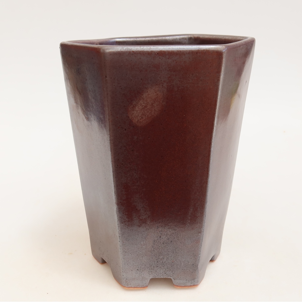Vaso da bonsai in ceramica 13 x 12 x 17 cm, colore metallizzato