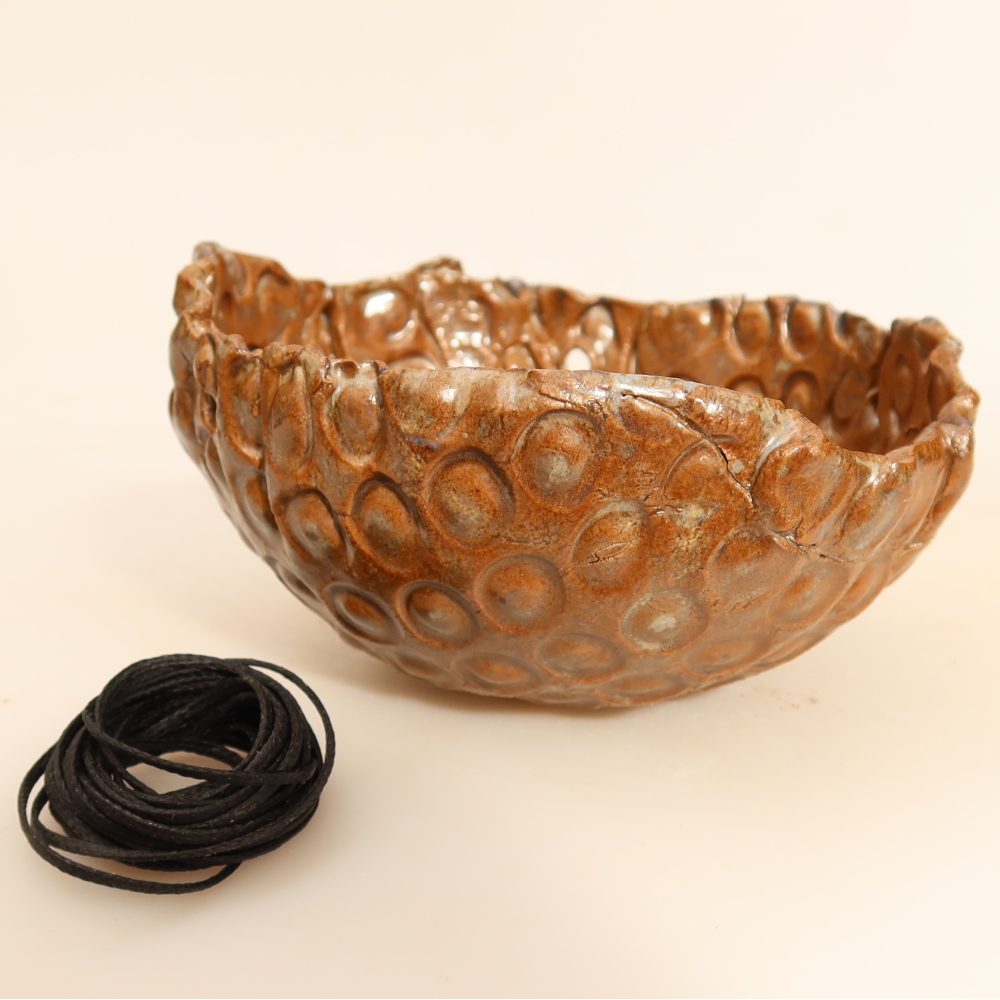 Conchiglia in ceramica per Kokedama 12,5 x 11,5 x 6 cm, colore marrone