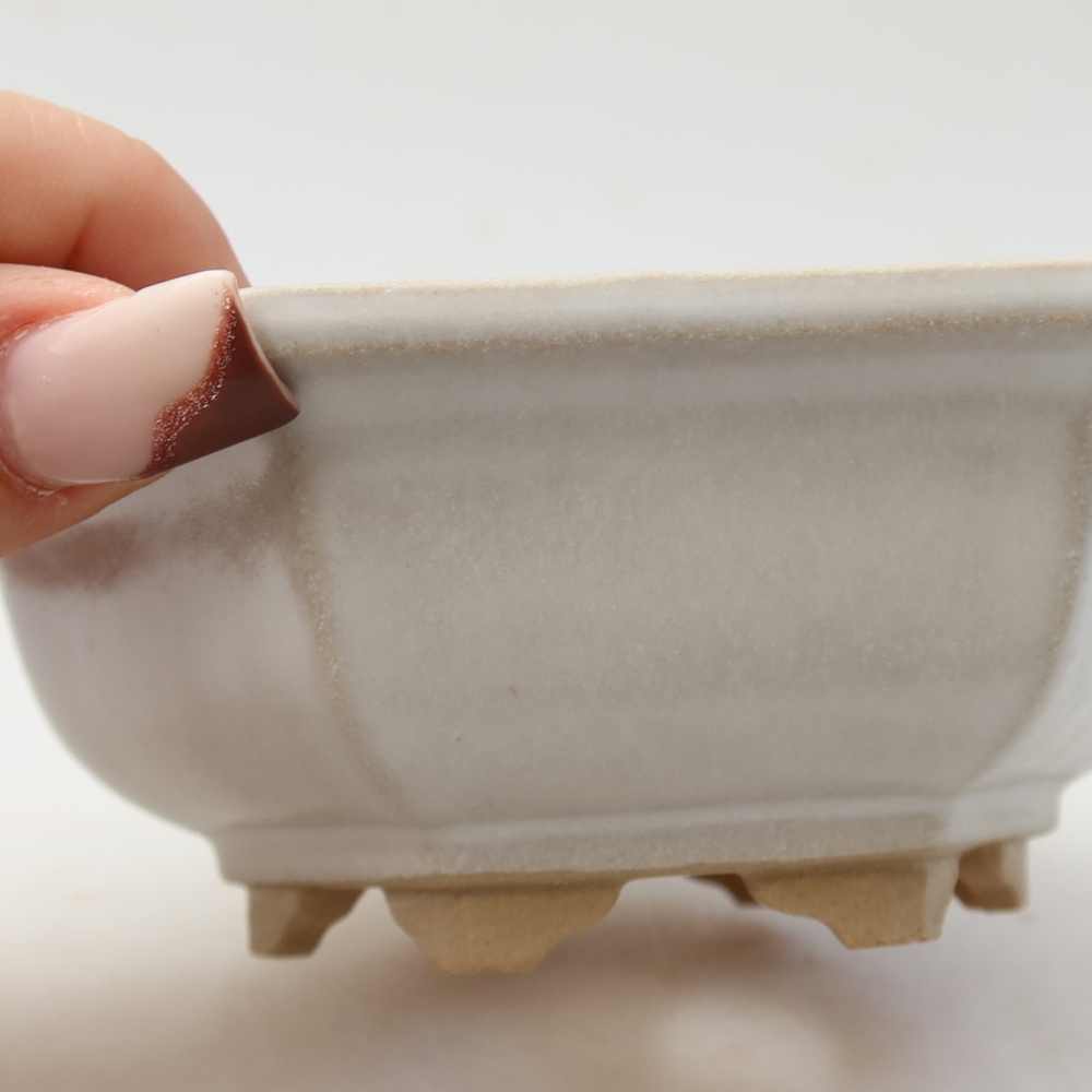 Vaso da bonsai in ceramica 12 x 10,5 x 4,5 cm, colore bianco