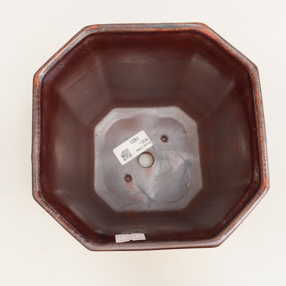 Vaso da bonsai in ceramica 17,5 x 17,5 x 15,5 cm, colore rosso