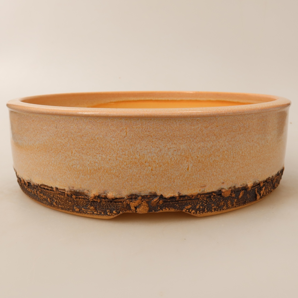 Ciotola per bonsai in ceramica 24,5 x 24,5 x 7 cm, colore beige