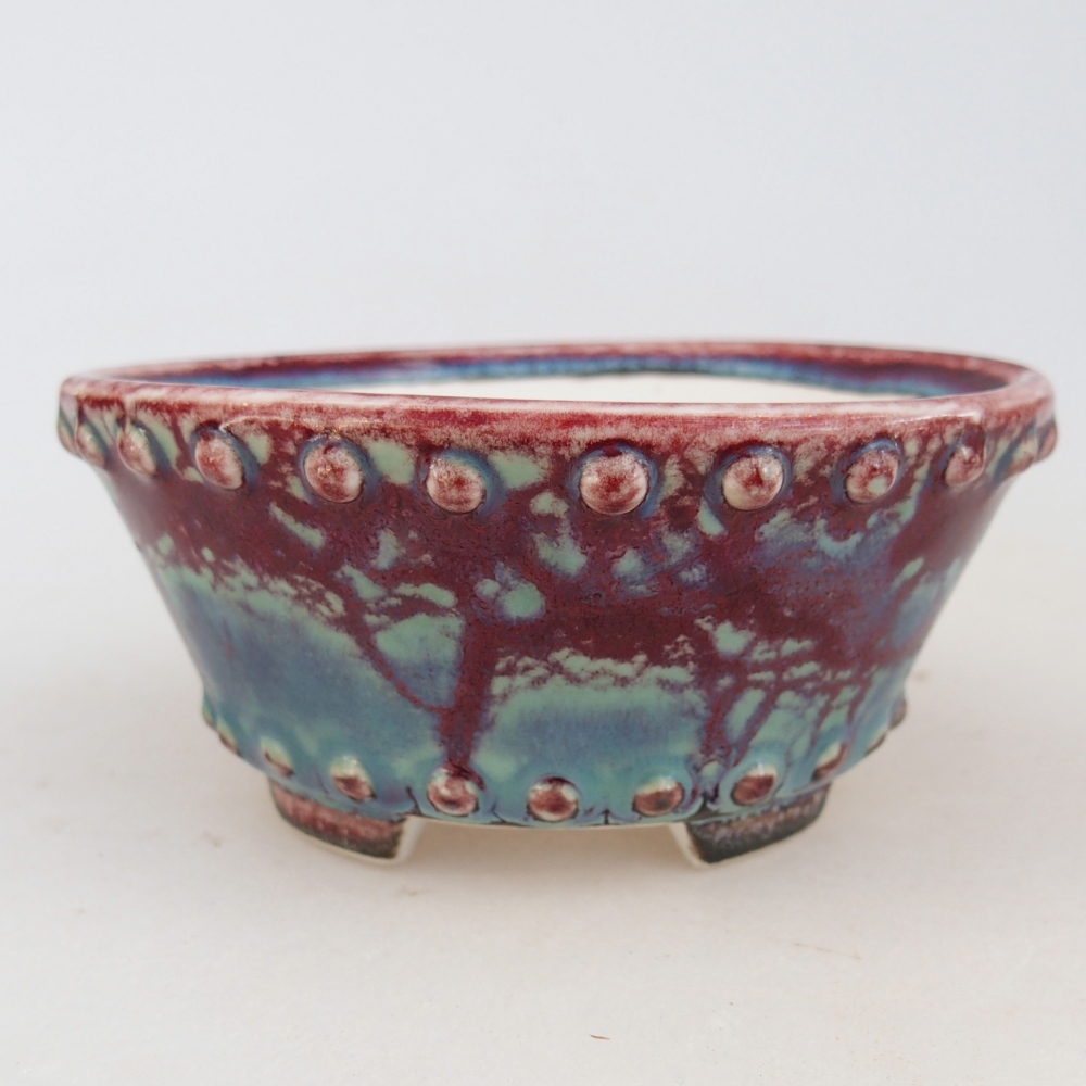 Ciotola per bonsai in ceramica 10,5 x 10,5 x 5 cm, colore bordeaux