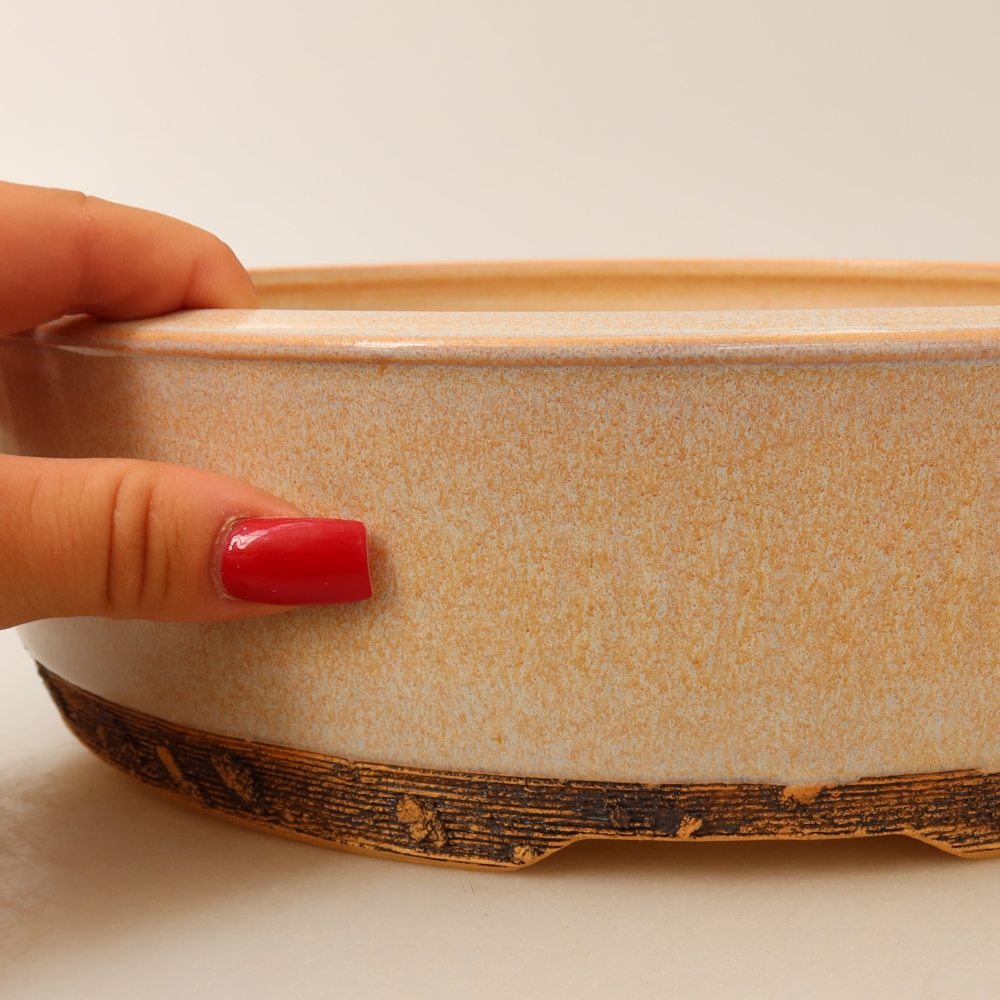 Vaso da bonsai in ceramica 27,5 x 27,5 x 7,5 cm, colore beige
