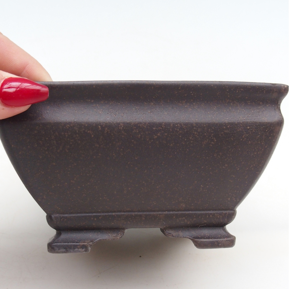 Ciotola per bonsai in ceramica 13 x 13 x 7 cm, colore marrone ocra