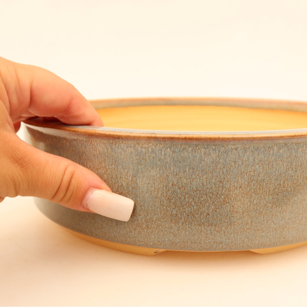 Vaso da bonsai in ceramica 23,5 x 23,5 x 6,5 cm, colore grigio