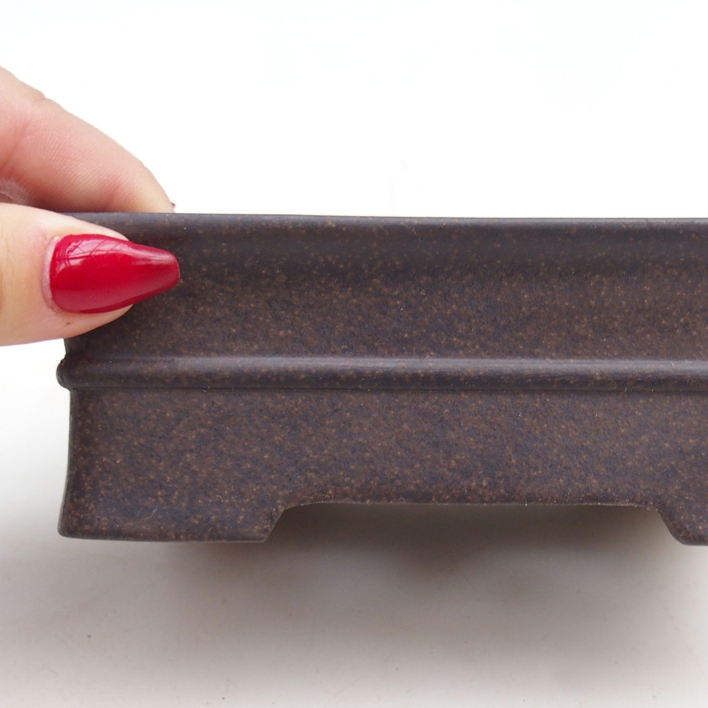 Ciotola per bonsai in ceramica 14,5 x 10,5 x 5 cm, colore marrone ocra