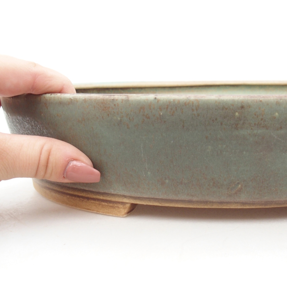 Ciotola per bonsai in ceramica 28 x 24,5 x 6 cm, verde