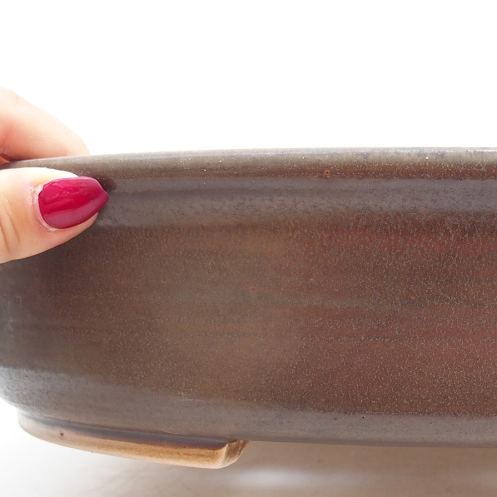 Ciotola per bonsai in ceramica 32,5 x 28,5 x 7,5 cm, marrone
