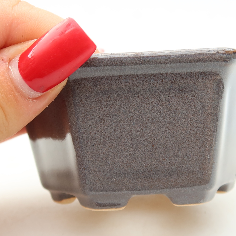 Vaso per bonsai in ceramica 8 x 7 x 4 cm, colore grigio
