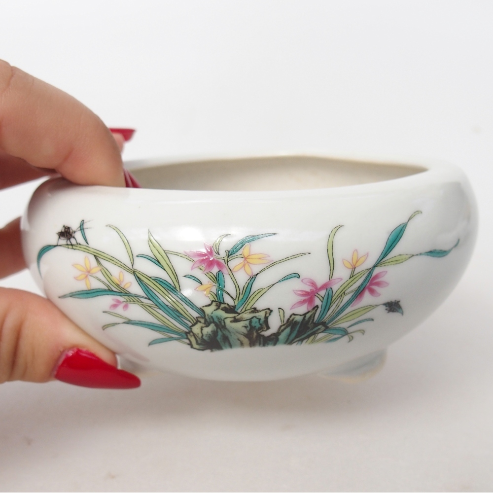 Ciotola per bonsai in ceramica 10 x 10 x 5 cm, colore bianco