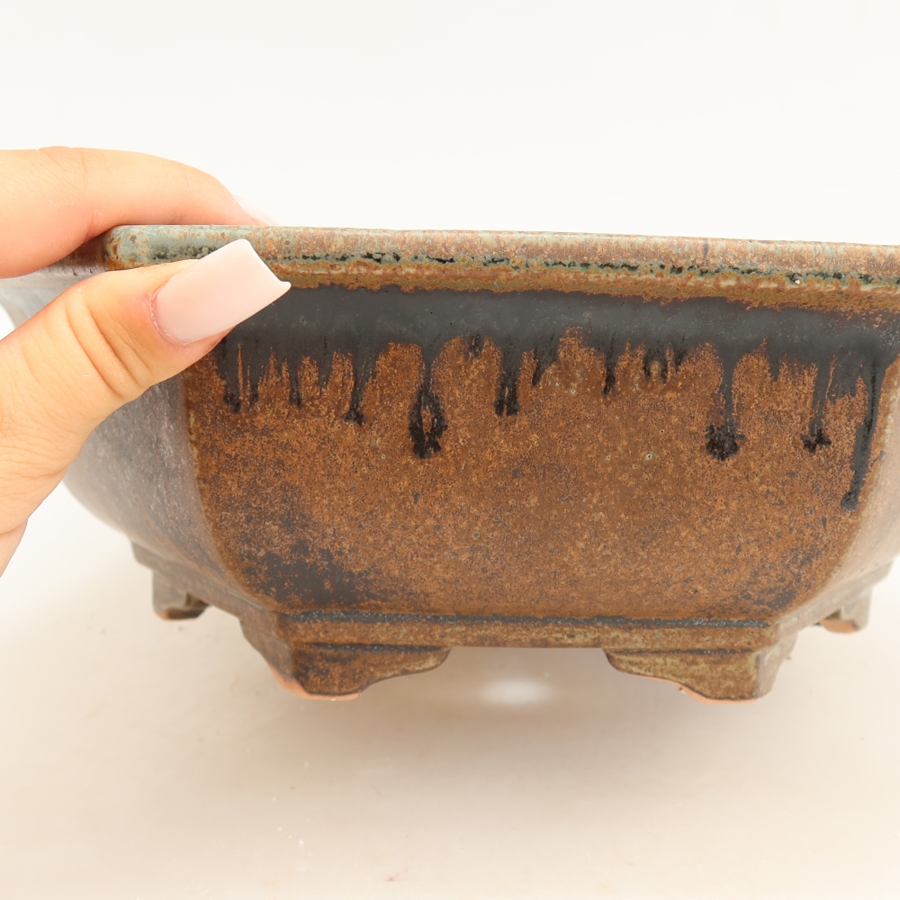 Vaso da bonsai in ceramica 28 x 24,5 x 9 cm, colore verde-marrone