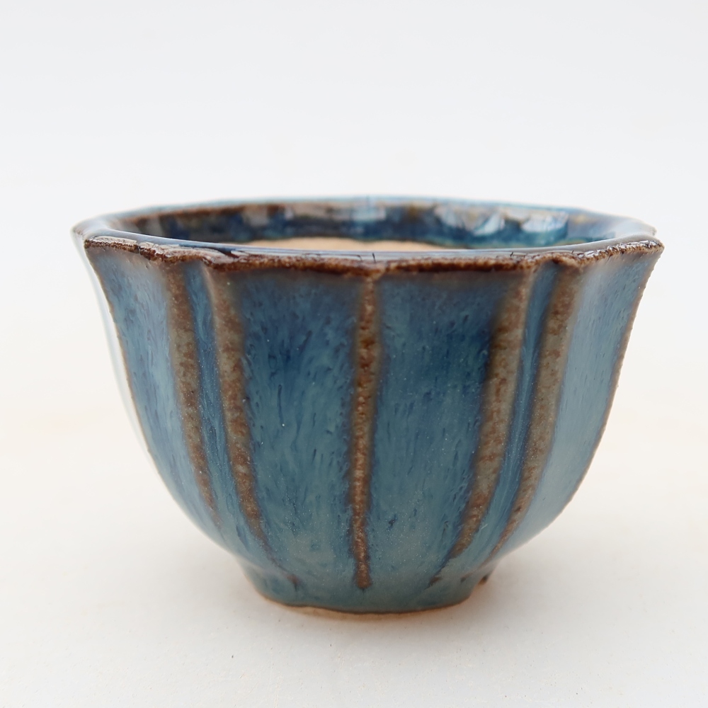 Vaso da bonsai in ceramica 5,5 x 5,5 x 3,5 cm, colore blu