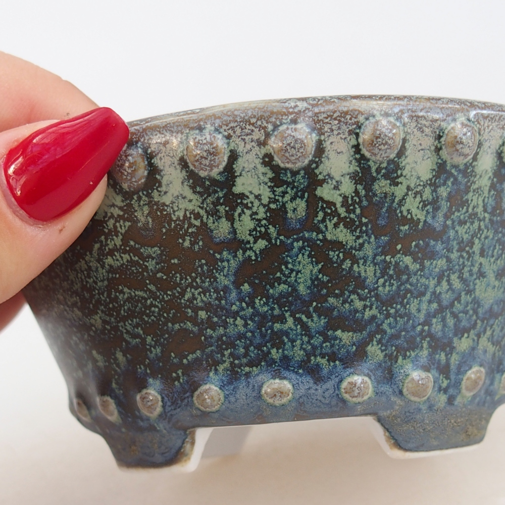 Ciotola per bonsai in ceramica 10,5 x 10,5 x 5 cm, verde