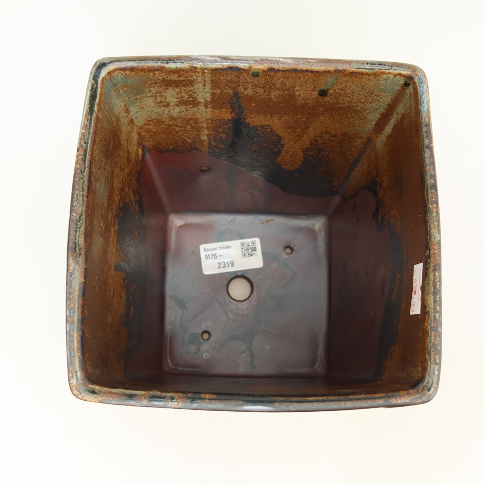 Vaso da bonsai in ceramica 15,5 x 15,5 x 19 cm, colore marrone