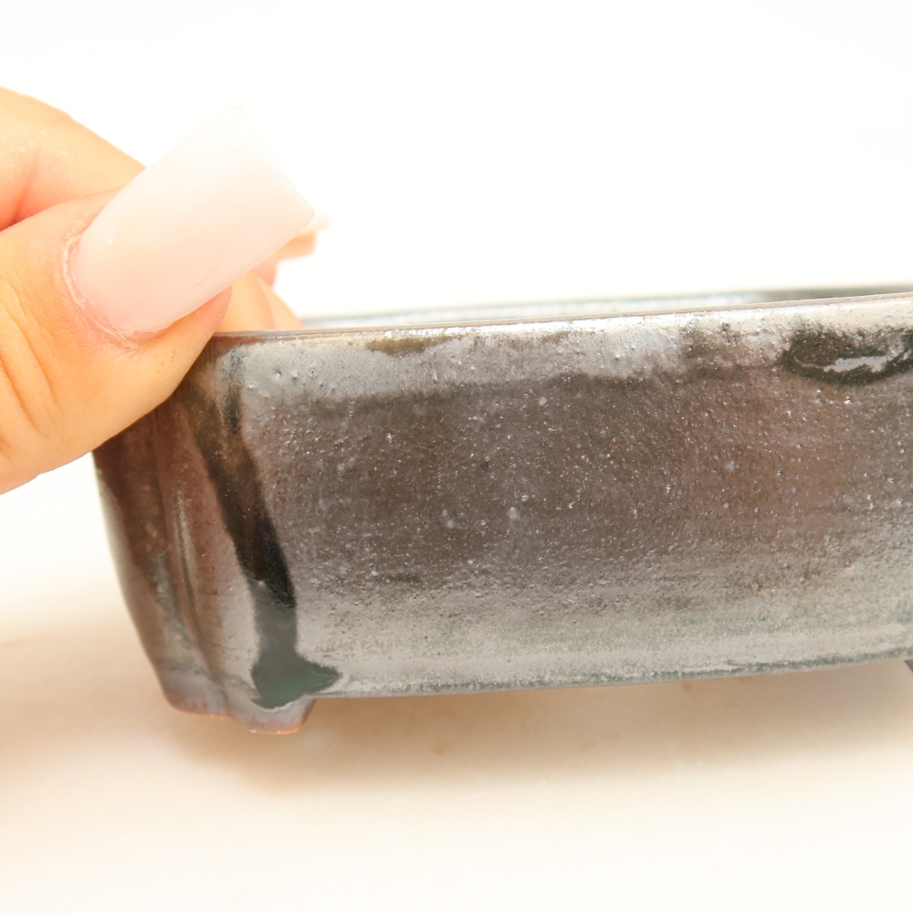 Vaso da bonsai in ceramica 10,5 x 8 x 4 cm, colore metallizzato