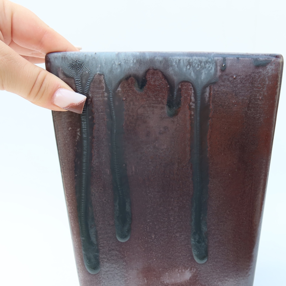 Ciotola bonsai in ceramica 15 x 15 x 19,5 cm, colore metallo