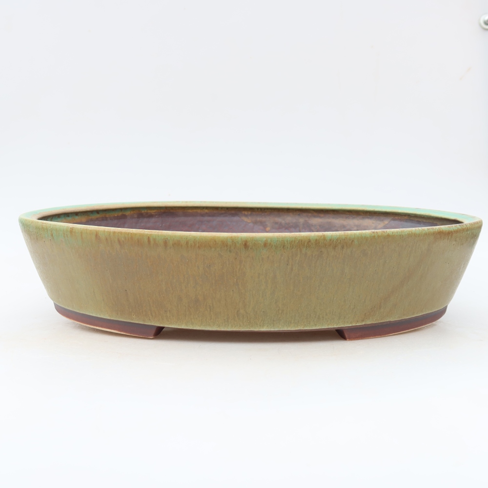 Vaso da bonsai in ceramica 32 x 28 x 6,5 cm, colore verde